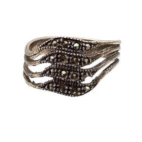 Marcasite Sterling Silver Ring Size 7.75 3 G