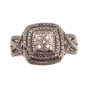 JTW Diamond Sterling Silver Engagement Ring Size 7.5 4.7 G