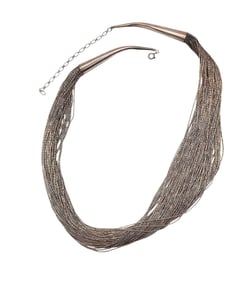 Southwestern Sterling Silver Liquid Silver Multi Strand Necklace 102 G