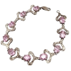Rhinestone Sterling Silver Bracelet 17.3 G