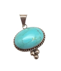 ATI Mexico Turquoise Sterling Silver Pendant 11.9 G