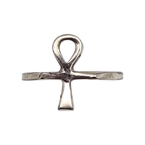 Signed Sterling Silver Ankh Ring Size 7.5 1.7 G