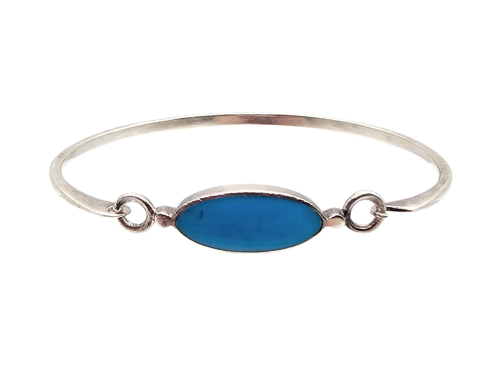 Turquoise Sterling Silver Eye Hook Bangle Bracelet 7.7 G (1 of 4)