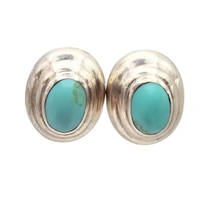 Mexico Turquoise Sterling Silver Earrings 12.5 G
