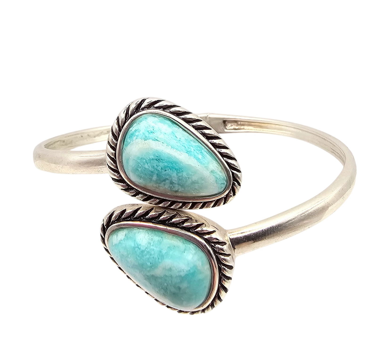 BBJ Stone Sterling Silver Hinge Bangle Bracelet 25.4 G (1 of 4)