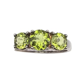 HT Peridot Sterling Silver Cocktail Ring Size 6.5 2.6 G