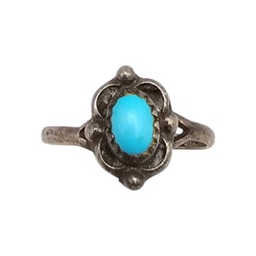 Southwestern Turquoise Sterling Silver Ring Size 6.25 2.2 G