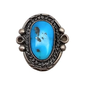 Navajo Turquoise Sterling Silver Ring Size 4.25 7.8 G