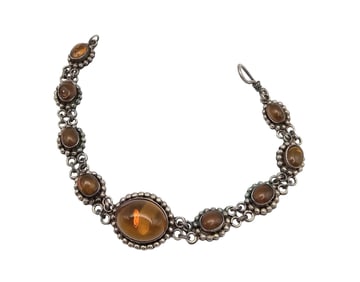 Amber Sterling Silver Bracelet 18.2 G