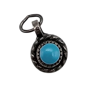 Navajo Turquoise Sterling Silver Pendant 0.5 G