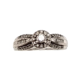 EC Diamond 1/20 Gold Filled Plate Sterling Silver Engagement Ring Size 6.5 4.9 G