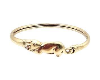 Sterling Silver Cat Eye Hook Bangle Bracelet 11.7 G
