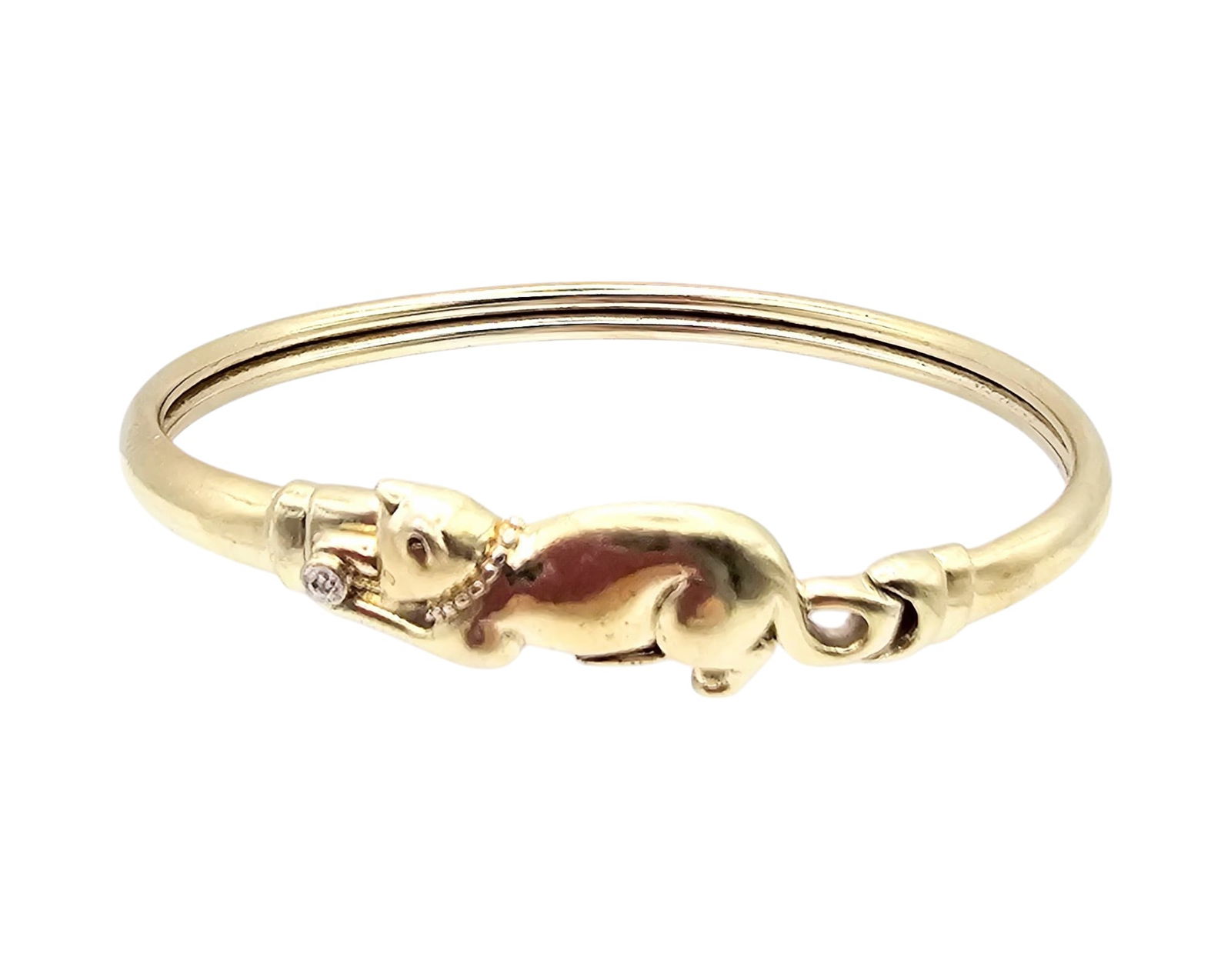 Sterling Silver Cat Eye Hook Bangle Bracelet 11.7 G (1 of 4)