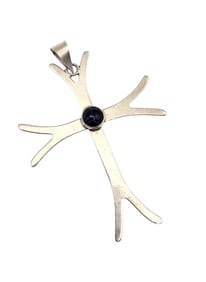 Israel Lapis Sterling Silver Cross Pendant 3.9 G
