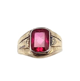 Ruby 10K Gold Top Sterling Silver Cocktail Ring Size 5.75 4.7 G