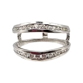 Kk Cubic Zirconia Sterling Silver Ring Guard 6.75 4.3 G