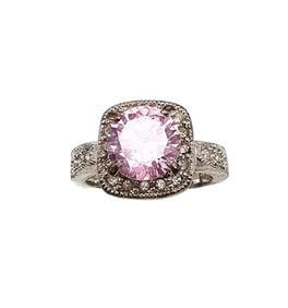 Rhinestone Sterling Silver Cocktail Ring Size 6.75 6.9 G