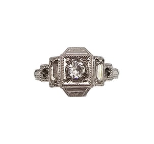 Rhinestone Sterling Silver Deco Style Cocktail Ring Size 5.5 1.7 G