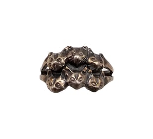 Sterling Silver Cats Ring Size 4.75 2.1 G