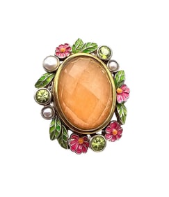 Dream Bronze Sterling Silver Mother Of Pearl Quartz Faux Pearl Flower Ring Size 5.75 18.2 G