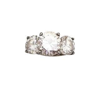 Rhinestone Sterling Silver Cocktail Ring Size 6.75 7.5 G