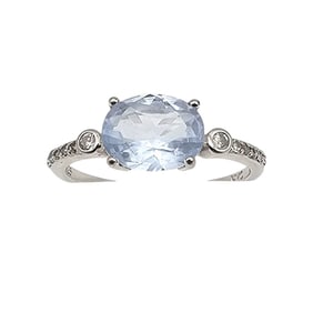 NVC Aquamarine Sterling Silver Cocktail Ring Size 7.75 2.1 G