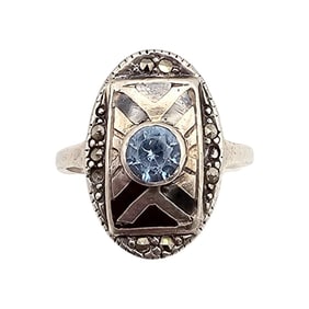 Gemstone Sterling Silver Cocktail Ring Size 6 3.5 G