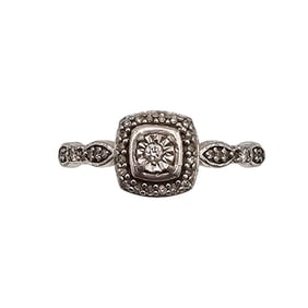 Diamond Sterling Silver Cocktail Ring Size 8.75 2.3 G