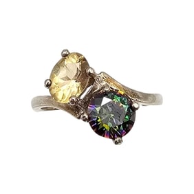 T Watermelon Rhinestone Amethyst Sterling Silver Cocktail Ring Size 6.25 2.9 G