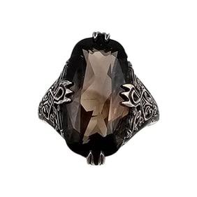 Smoky Quartz Sterling Silver Cocktail Ring Size 5.75 4.8 G