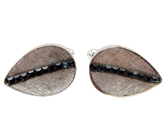 M Rhinestone Sterling Silver Cufflinks 9.1 G