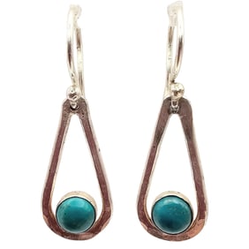 Turquoise Sterling Silver Drop Dangle Earrings 3.7 G