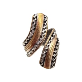 Sterling Silver Two-Tone Wrap Ring Size 6.25 6.8 G