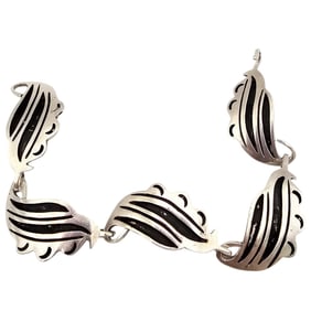 Sterling Silver Wave Link Bracelet 25.4 G
