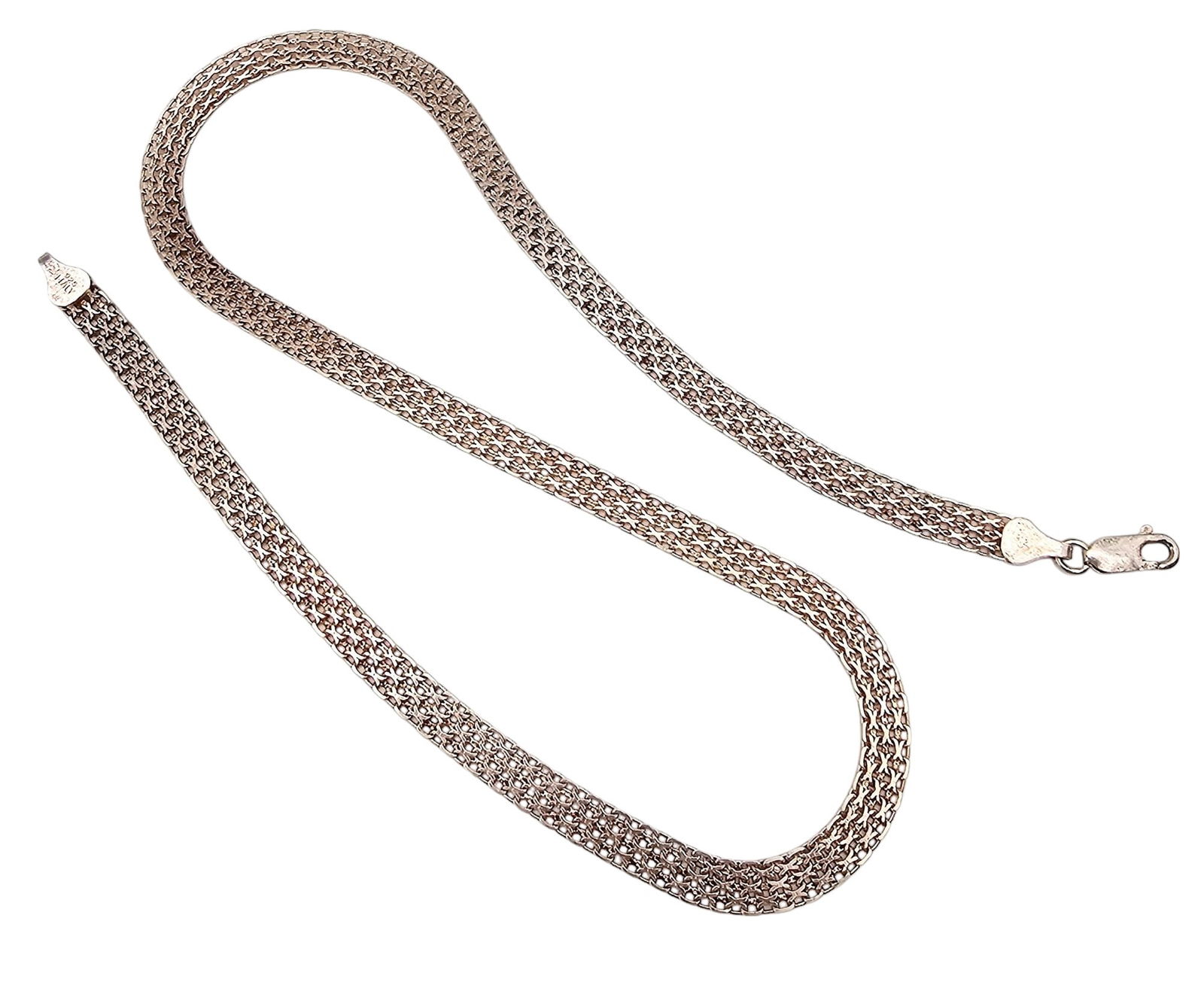 Italy Sterling Silver Flat Mesh Chain Necklace 11 G (1 of 3)