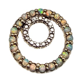 FAS Opal Sterling Silver Circle Pendant 2.6 G