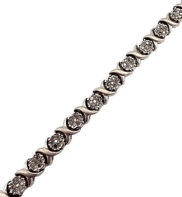 Diamond Sterling Silver Tennis Bracelet 19.2 G