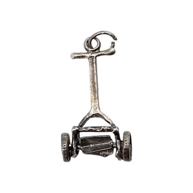 Sterling Silver Vintage Reel Push Lawn Mower Charm Moving Parts 1.3 G