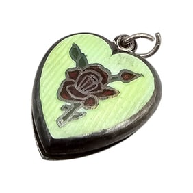 Enamel Sterling Silver Heart Locket Charm 2.2 G