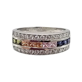 FAS Rhinestone Sterling Silver Cocktail Ring Size 8.5 5.2 G