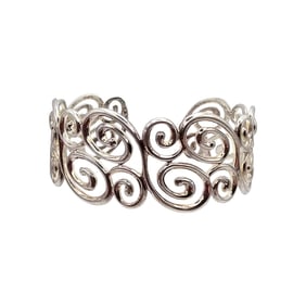 Ross Simons Sterling Silver Swirl Design Cuff Bracelet 36.4 G
