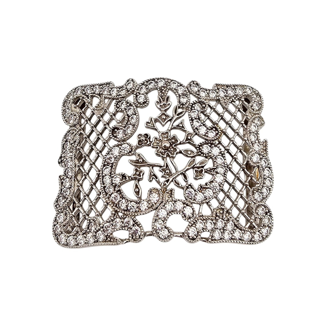 ESPO Cubic Zirconia Sterling Silver Belt Buckle 21.2 G: ESPO Cubic Zirconia Sterling Silver Belt Buckle 21.2 G