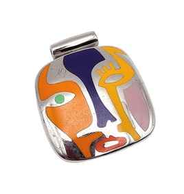 Menegatti By Tiziana Martino Picasso Enamel Sterling Silver Pendant 30 G