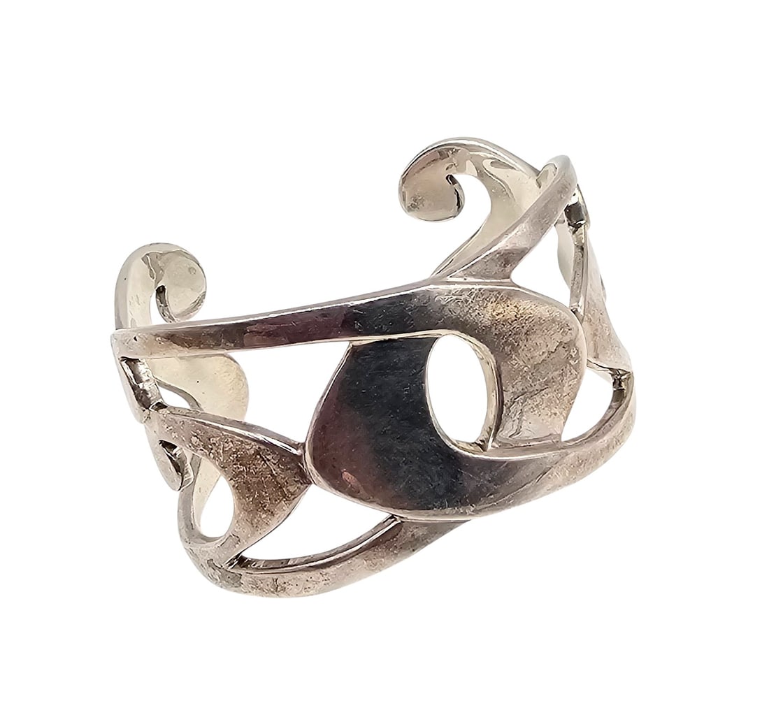Vintage WM Winterhur Museum Sterling Silver Modernist Cuff Bracelet 64.5 G (1 of 3)