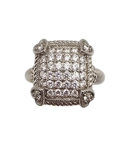 Judith Ripka Cubic Zirconia Sterling Silver Cocktail Ring Size 6.5 9.1 G