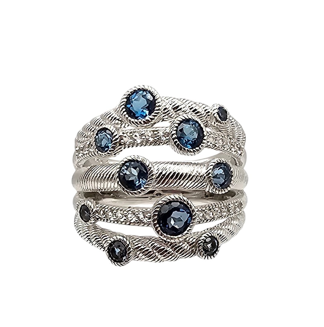 Judith Ripka Topaz Sterling Silver Cocktail Ring Size 7.5 8.8 G (1 of 3)