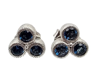 Judith Ripka Topaz Sterling Silver Earrings 5.7 G