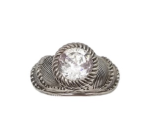 Judith Ripka Cubic Zirconia Sterling Silver Cocktail Ring Size 5.75 8.1 G