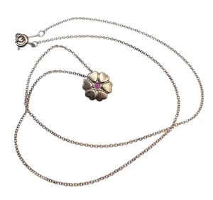 Tiffany & Company Sterling Silver Pink Topaz Flower Necklace 2.7 G