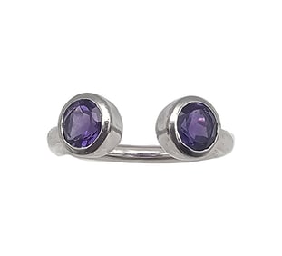 Amethyst Sterling Silver Cocktail Ring Size 6 3.2 G